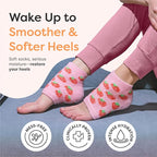 ZenToes Moisturizing Socks for Cracked Heel Treatment, Vitamin E, Olive Oil and Jojoba Oil Heel Socks, Stocking Stuffers for Women, Spa Self Care Gifts for Women (Pink Strawberries, Regular)