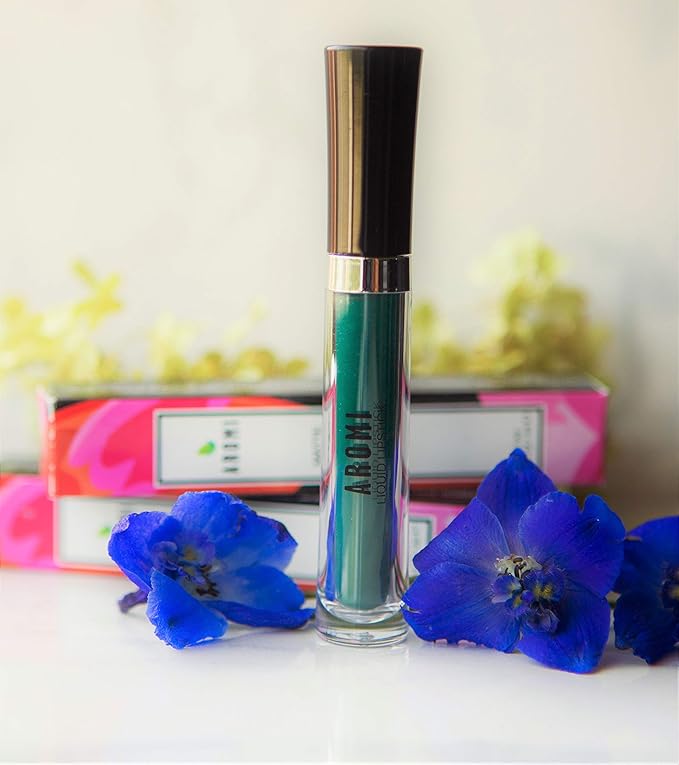 Aromi Emerald Green Liquid Lipstick | Dark Evergreen Lip Color, Vegan, Cruelty-free, Smudge Proof, Long-Lasting, Waterproof, Handmade (Emerald Green)