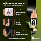 HERBBY Hair Color Shampoo for Gray Hair Coverage&Color Transform with 9 Herbal Extracts –Long Lasting(6-8 Weeks),Shiny,Evenly Colored,Instant Hair Dye Shampoo&Conditioner,500 Ml (NATURAL BLACK COLOR)