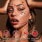 6Pcs Face Makeup Patches, Glitter Freckles Face Tattoo for Teenagers & Young Women, Sparkle Freckles Makeup Patches, Waterproof Face Glitter Freckles for Christmas (6PcsC Halloween)