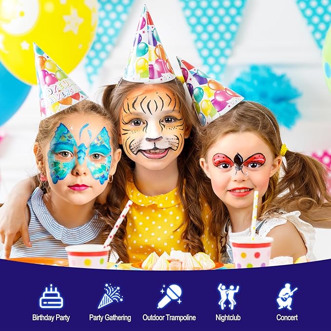 glow in the dark body face paint, 12pcs neon accessories for glow party supplies, UV Crayon Kit neon party decorations for Birthday Party Halloween Masquerade Makeup for Kids Adult