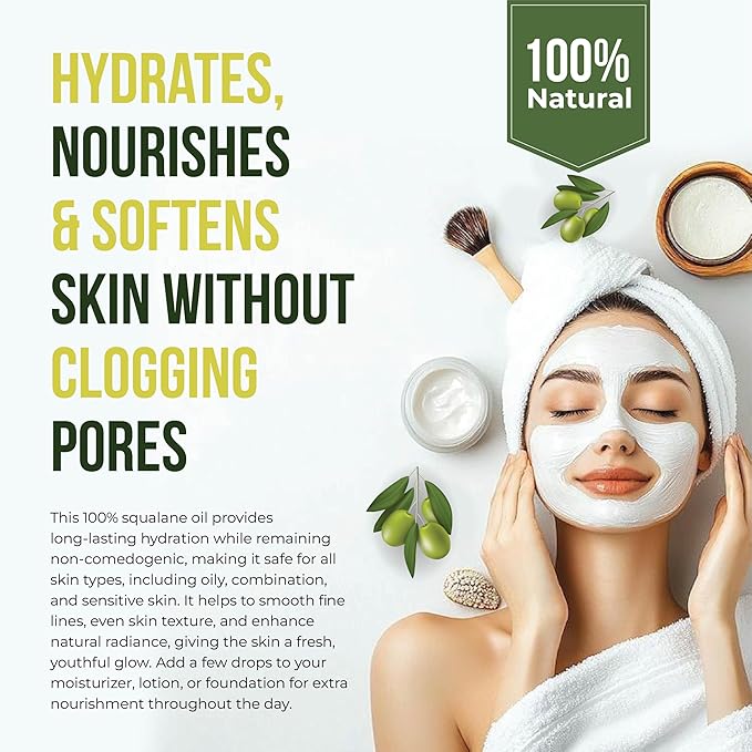 uh*Roh*Muh 100% Pure Squalane Oil from Olives – Lightweight, Non-Greasy Moisturizer for Skin & Hair | Deep Hydration, Fast-Absorbing & Non-Comedogenic | Natural Skin Care & Hair Oil | Spain | 8 Fl Oz