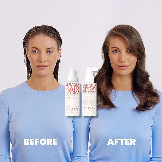 ELEVEN AUSTRALIA Miracle Leave In Hair Treatment Spray - Curly & Straight Hair Care Products for Women & Men, Heat Protection & Detangler, Frizz Control, Repairs Dryness - 4.2 fl oz