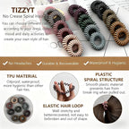 TIZZYT Hair Ties, 18 Count - Vintage matte color Spiral Hair Ties, No Crease, Suitable For Women And Children With Thick Or Thinning Hair
