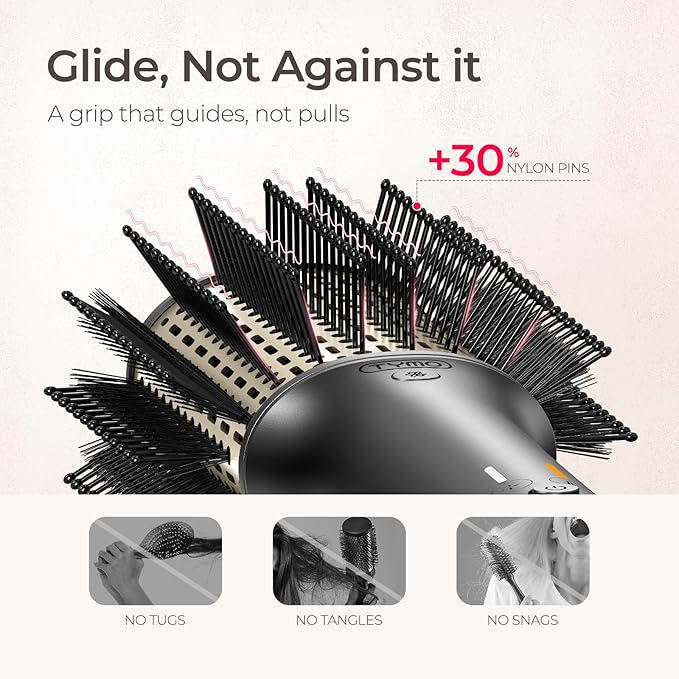 TYMO Hair Dryer Brush Blow Dryer in One, 300% High Speed Hot Air Blowout Brush with Cool Shot, One Step Hairdryer, Straightener, Curling, Volumizer, 12 Setting Mode, 200M Negative Ion for Frizz-Free