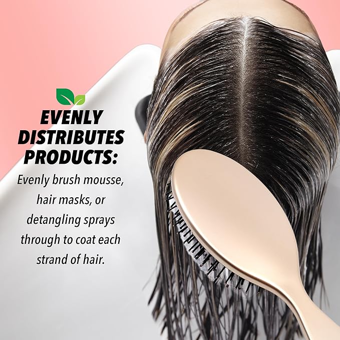 Earth & I Rosegold Hair Brushes for Women, Pink Hairbrush, Rose Gold Women Hair Brush, Kids Hairbrush, Brushes and Combs, Detangling and Styling (Oval)