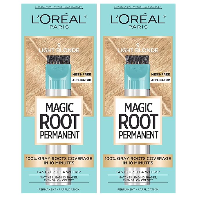 L’Oréal Paris Magic Root Permanent Hair Color, 10 Minute Hair Dye Kit to Rescue Roots with 100% Gray Hair Coverage, 9 Light Blonde, 2 Pack (Packaging May Vary)