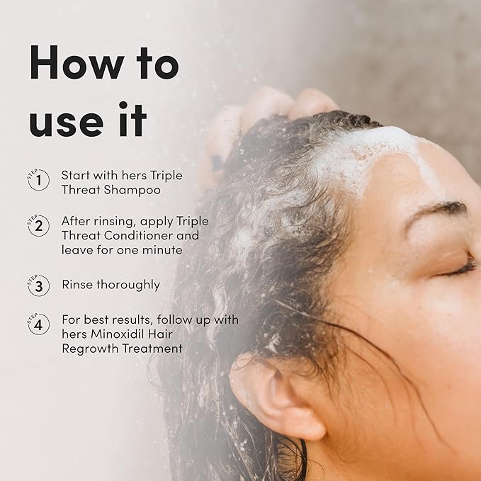 hers triple threat hydrating conditioner for damaged hair, leaves hair looking shiny and strong, color sage formula with an amino acid blend, argan, coconut, sunflower seed oil, 2 pack, 6.4oz