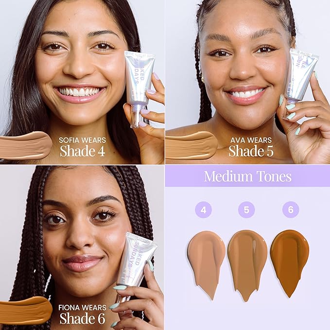 Naked Sundays BeautyScreen™ SPF 50 Peptide Foundation Tint – Tinted Sunscreen & Skincare Makeup with Zinc Oxide, Niacinamide – Lightweight Natural Coverage, 5 Tan Honey, 1.01 oz