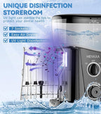 Water Dental Flosser for Teeth Cleaning with 1000ML Large Capacity and UV Storage, 10 Adjustable Pressure Electric Oral Irrigator with 7 Jet Tips, Gifts for Dental Health Seekers (Black)