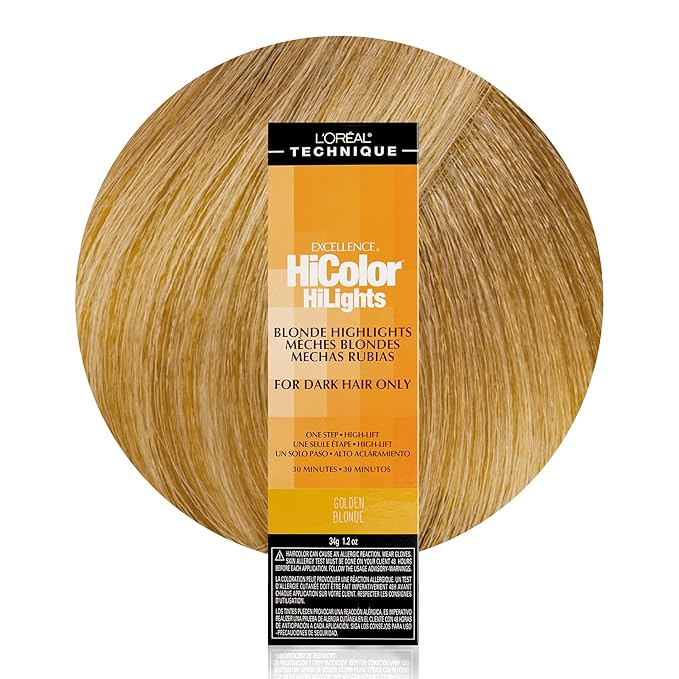L'OREAL TECHNIQUE HiColor Blond HiLights Permanent Hair Color for Dark Hair | Intense Blonde Highlights | No Pre-Lightening Required | No-Drip Creme | Quick Processing Time | Golden Blond