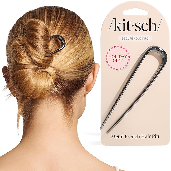 Kitsch Metal French Hair Pin for Women - Elegant Hair Accessories, Ideal for Buns & French Twist, Designed for a Secure, Comfortable Fit | Ideal Gifts for Women - Hematite