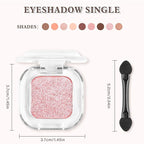 Pink Glitter Single Eyeshadow Makeup Powder Palette，High Pigment Blendable Formula Eye Make-up for Women，Neutral Eye Shadow，sombras para ojos，Longwear Waterproof，Vegan & Cruelty-Free，Eyeshadow Gift