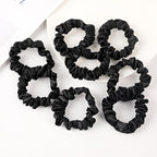 Satin Silk Scrunchies Hiar Ties for Women Girls Ponytail Holders 20 Pcs Mini Black Bulk Scrunchies Elastic Hair Bands for Thick Curly Hair Pony Tails Hair Ties