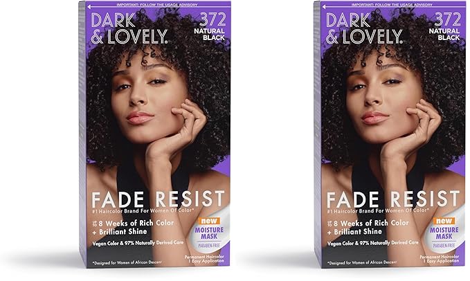 SoftSheen-Carson Dark and Lovely Fade Resist Rich Conditioning Color, Natural Black 372 (Pack of 2)