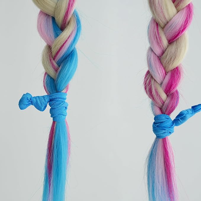 MEEDEE Turquoise Blue Soft Knotted Elastic Hair Ties - 100 Pack, No Crease, No Damage, Ouchless for Pony Tails and Yoga, Multi-Use as Bracelets