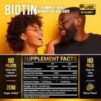 Liquid Biotin & Collagen Hair Growth Drops 60,000mcg - Biotin and Liquid Collagen Supplement for Men & Women - Glowing Skin Support, Healthy Hair & Nail Growth - 2oz