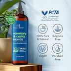 Botanic Hearth Hair Oil for Hair Growth | Strengthening Dry, Frizzy, Damaged Hair & Scalp Treatment | No Parabens or Harmful Sulfates | All Hair Types | Rosemary Castor Hair Oil - 6.7 Fl Oz