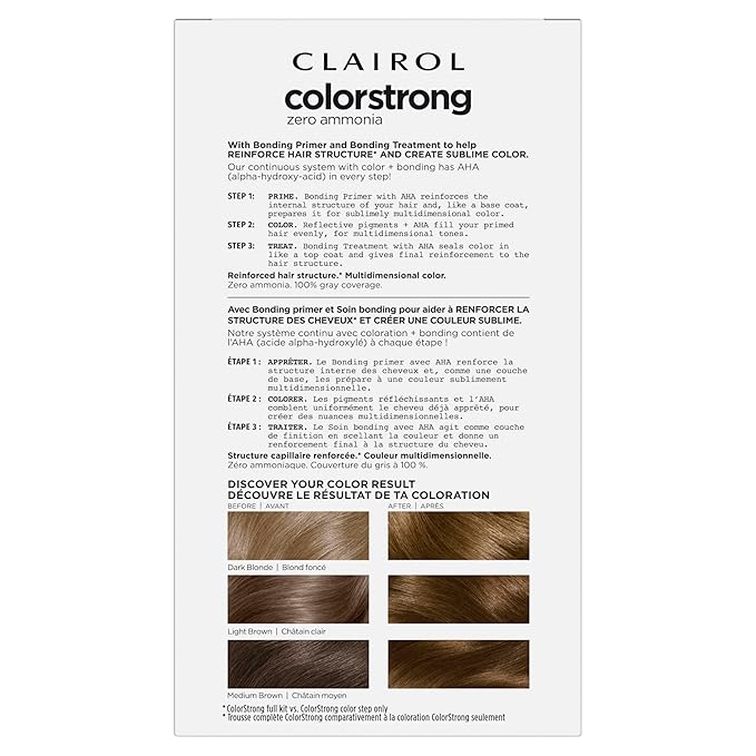 Clairol ColorStrong Permanent Zero Ammonia Hair Dye, 6.3 Light Golden Brown - Cairo Hair Color, Pack of 1