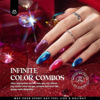 Beetles Winter Gel Nail Polish 20 Winter Colors Cat Eye Gel Polish Set Gift Spree Burgundy Red Purple with Magnet Pen Base Top Coat DIY Salon Manicured Soak Off UV LED Gifts for Women Gemstone Party