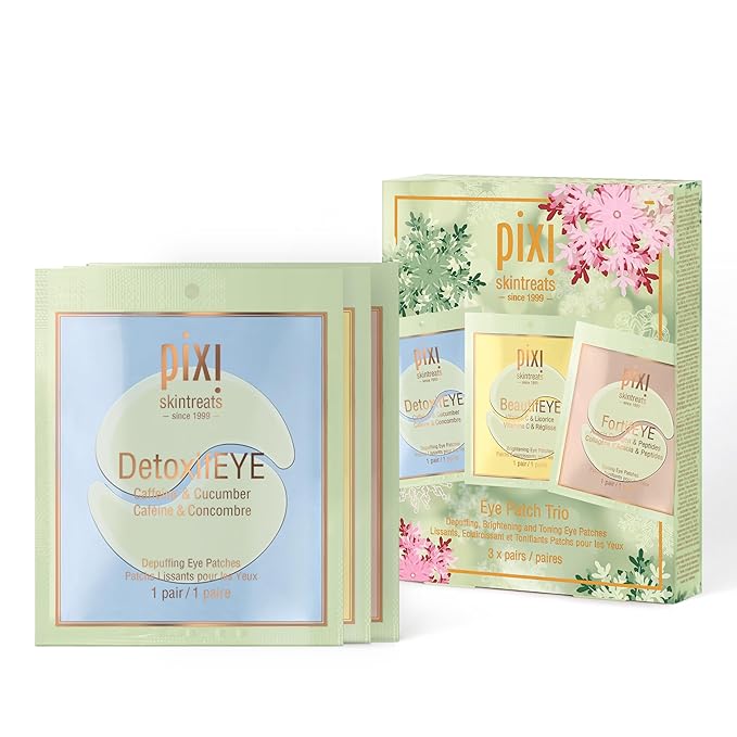 Pixi Beauty Holiday Eye Patch Trio | 3 Single Use Eye Patches for Depuffing, Hydrating & Toning Under-Eyes | 3 pairs, 6 patches