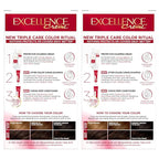L'Oreal Paris Excellence Crème Permanent Hair Dye, Triple Care Hair Color with Pro-Keratine Complex for 100% Gray Hair Coverage, 4A Dark Ash Brown, 1 Kit (Pack of 2)