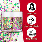 Mardi Gras Gold Hair Face Glitter,Mardi Gras Outfit for Women,Green Purple Gold Mixed Holographic Body Glitter,Festival Chunky Sequins Carnival Costume New Orleans Decorations