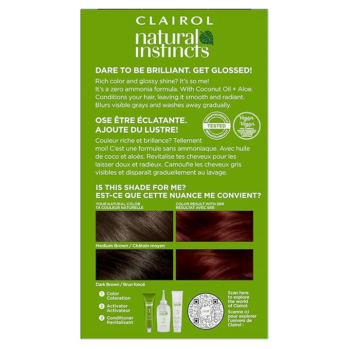 Clairol Natural Instincts Demi-Permanent Hair Dye, 5RR Medium Red Hair Color, Pack of 1