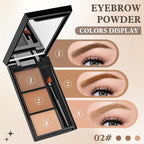 Eyebrow Powder，Eyebrow Kit Makeup Palette，3 Colors Eye Brow Powder With Mirror&Brow Brush for Women，LongLasting，Waterproof，Fill & Sculpt，Defined Natural Brows，Friendly Compact，Dark/light Brown 02