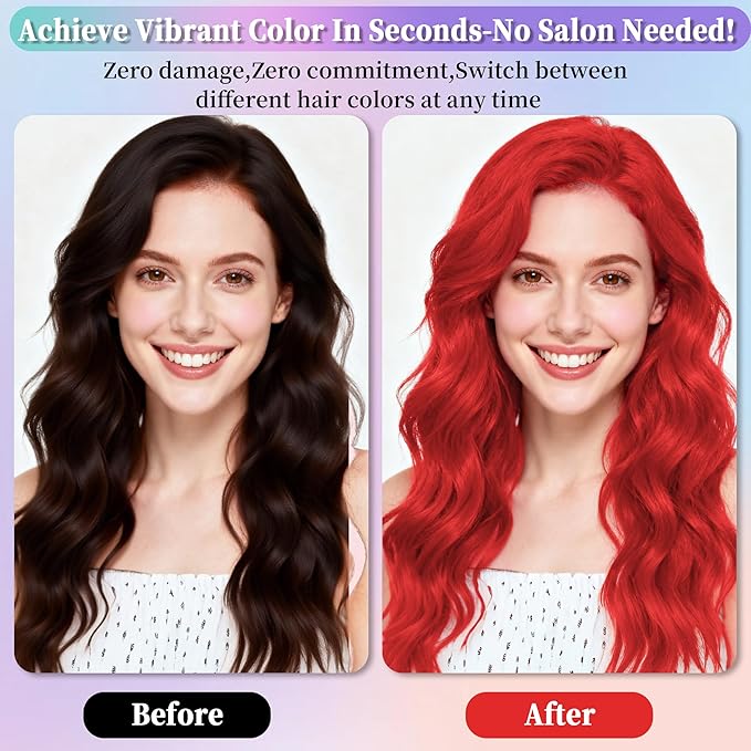 Red Hair Spray,Hair spray temporary for Women Kids Men, Washable Temporary Hair Dye Spray，Spray hair color Non-Sticky，For Christmas Party, Halloween Crazy Hair Day,Cosplay Party (Red, 4.06 oz)