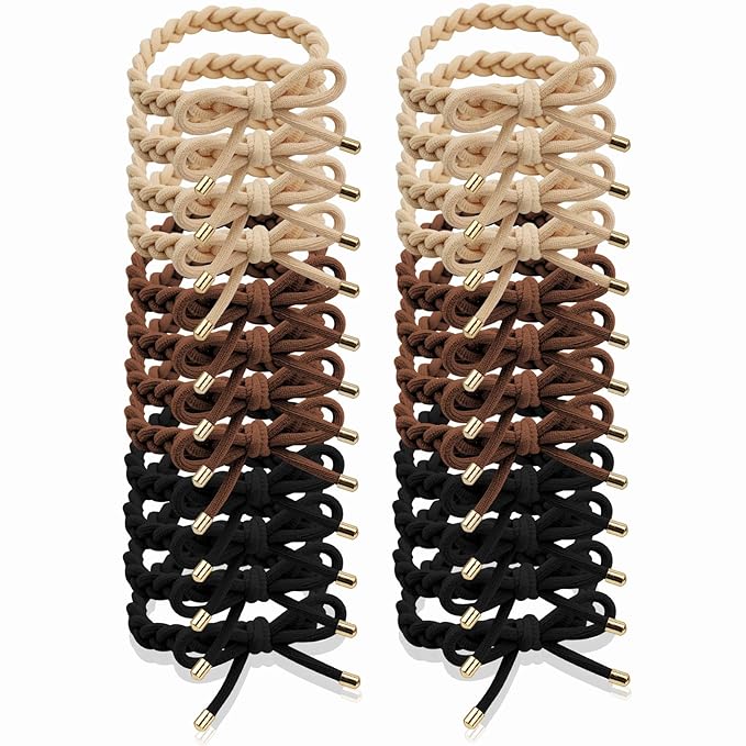 24 PCS Braided Hair Ties Bow Tie Hair Bracelets for Women Girls Elastic Hair Ties No Damage Ponytail Holders