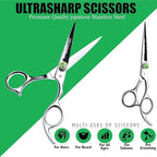 UM Supplies Scissors 6.5 | Premium Barber Shears For Hair Cutting | Multiple Purpose Cutting Scissors | Haircut Scissors For Salon I Women | Mens | kids I Pets | Silver-Green