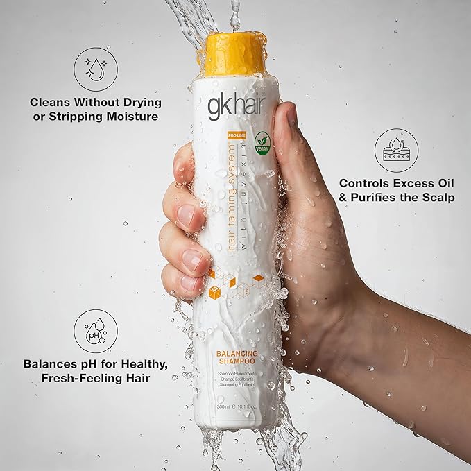 GK HAIR Balancing Shampoo Cleanses and Removes Buildup with Keratin Treatment For Oily Control Flaky Itchy Dry Scalp Thinning nourishing Hair Sulfate Free Women and Men – 10.1 Ounce