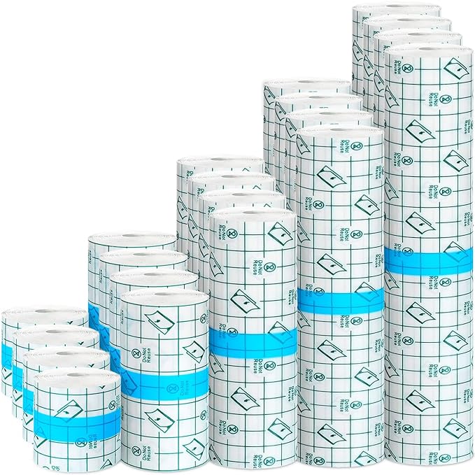 20 Rolls Tattoo Aftercare Bandage Warp Waterproof (2", 4",6",8",10" Wide) Second Skin Tattoo Cover Up Tape Tattoo Healing Wrap Tattoo Supplies for Swimming, Shower, Wound Initial Healing