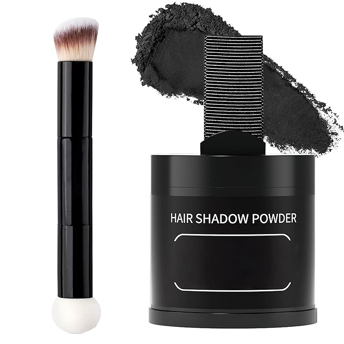 Gowwim Root Touch up Powder, Instantly Gray Hair Cover up Hairline Powder for Women & Men Waterproof and Sweatproof Root Cover Up Long-Lasting for Thinning & Loss Hair (Black6, 10G+1)