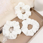 Soft Scrunchies for Women - No Crease, No Damage Hair Ties for Thick or Thin Hair in White - Ponytail Holders, 5-Pack