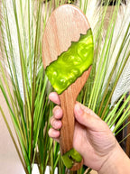 CRISAN Everlasting Hair Brush, Hand Carved Oak Wood and Resin Handle, 3 Interchangeable Bristles - Mixed, Boar, and Nylon (Peridot)