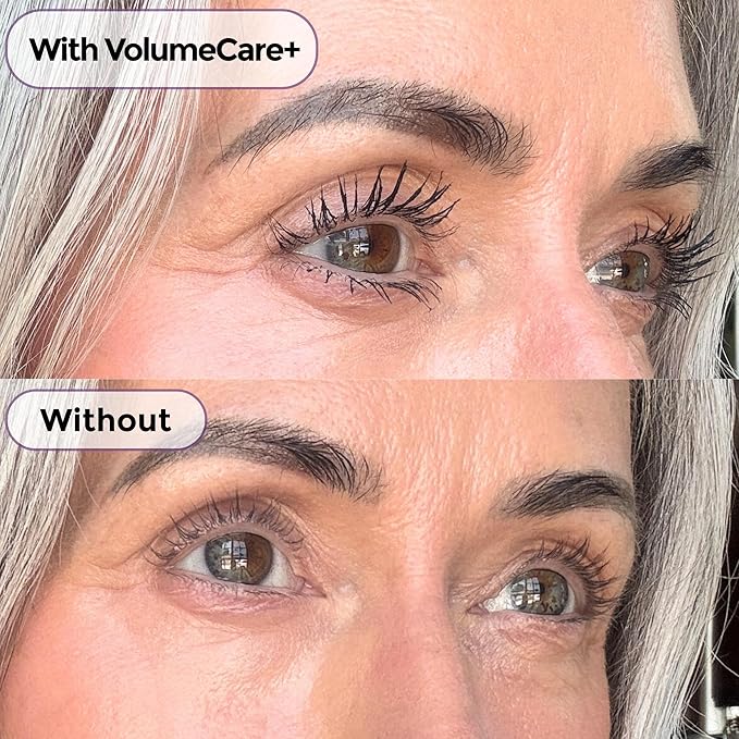 Rumi Cosmetiques VolumeCare+ Mascara For Mature Women - Extreme Length and Volume 2-in-1 Formula - No Clumps or Flaking, Long-Wearing, Hypoallergenic Mascara For Sensitive Eyes (Natural Black)