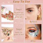 Boko Independence Day Body Glitter Gel, 50ML Red White Blue Chunky Glitter Gel for Face Hair Body Makeup, Patriotic Glitter for 4th of July Memorial Day Veterans Day Flag Party Event Rave Accessories