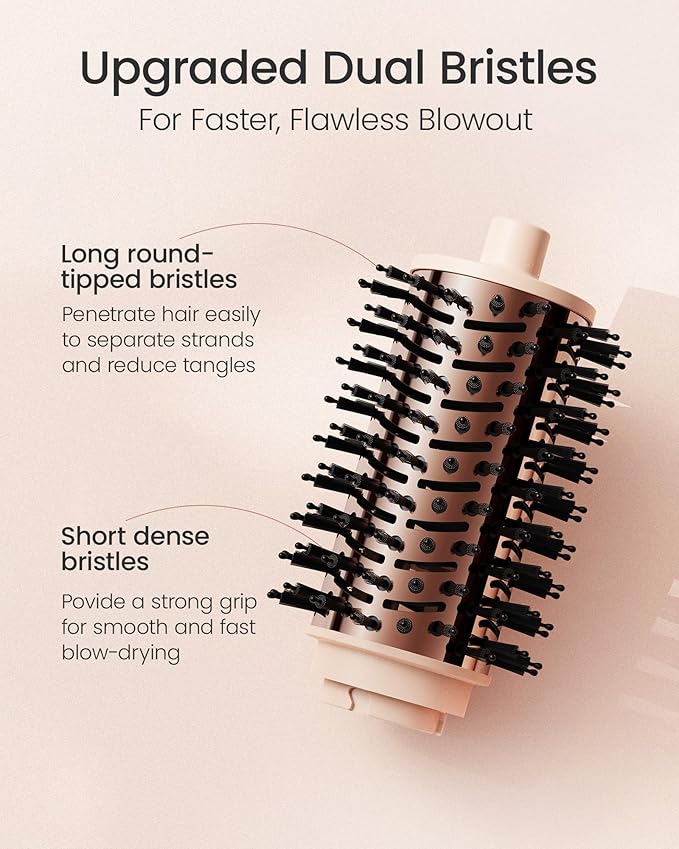 AIMIKE HyperFlow Blow Dryer Brush Replacement Attachment, Original Round Barrel with Nylon Pins and Tufted Bristles for Blow-Drying, Volumizing & Styling, 3.3'' Overall Dia (Brush Head Only)