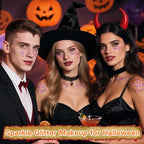 MEICOLY Black Purple and Orange Face Glitter Stick,Halloween Hair Glitter Stick for Women,Sparkle Chunky Body Glitter Makeup for Party Festival