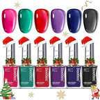 Beetles Christmas Nail Polish Set, 6 Colors Quick Dry Jelly Nail Polish Kit, Winter & Fall Sheer Jelly Syrup Nails Enchanted Night Gifts for Women Salon DIY Manicure Kit