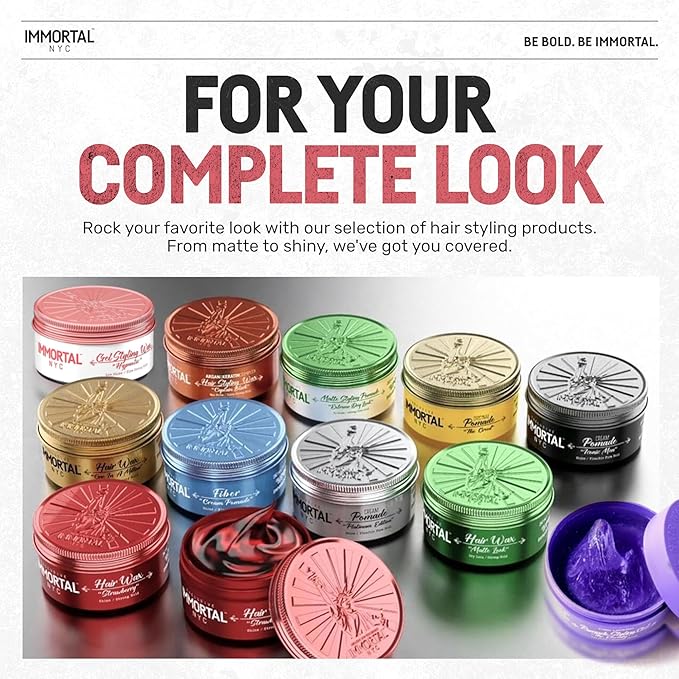 Immortal NYC Hair GEL STYLING WAX - Hypnotic, Maximum Firm Strong Hold, Low Shine Gel/Wax - Mens Water Based Pomade/Hair Wax, No Residue Hair Pomade - All Natural Gel/Wax for All Hair Types