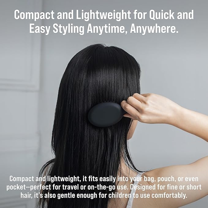 SOOOMOOTH Detangler | Mini Hair Brush | Natural Boar Bristles | For Thick, Thin, Curly, Straight, Wet or Dry Hair | Gentle Scalp Massage | Compact & Portable | For Men, Women & Kids | Travel Size