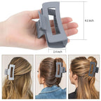 4 Inch Big Hair Claw Clips 6 Pcs Large Claw for Thick Hair Square Hair Clips for Women Rectangle Hair Clips Nonslip Acrylic Banana Jaw Clips Hair Accessories for Girls (Grey)