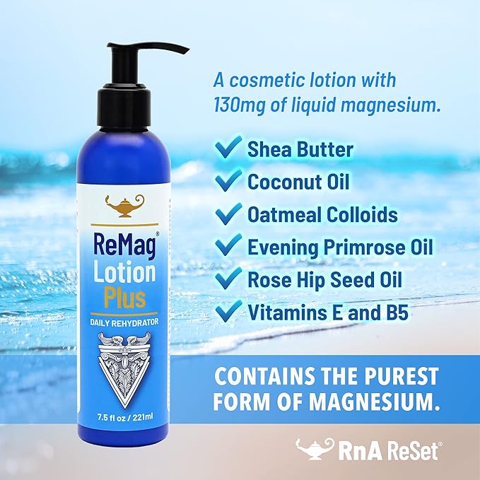 RnA ReSet ReMag Lotion – Topical Magnesium & Daily ReHydrator, Smooth Moisturizing Formula with Shea Butter & Coconut Oil, 7.5 FL oz