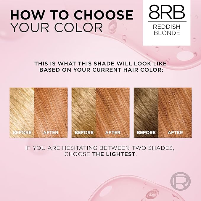 L'Oreal Paris Excellence Crème Permanent Hair Dye, Triple Care Hair Color with Pro-Keratine Complex for 100% Gray Hair Coverage, 8RB Reddish Blonde, 1 Kit