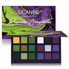 Green Purple Goth Eyeshadow Palette Makeup- 18 Colors Matte Shimmer Metallic Bright & Dark Smoky Gothic Eye Shadows for Halloween Christmas Grinch Witch Beetle-juice Ursula SFX Cosplay Costume Make Up