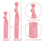 MEEDEE 100 Pack Light Pink Ouchless Elastic Hair Accessories - No Crease Soft Ribbon Knotted Ties, No Damage Ponytails, Yoga Bracelets for Women