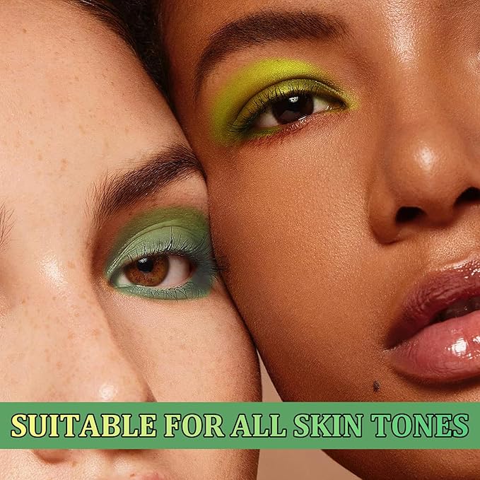 Green Eyeshadow Palette Makeup,16 Colors Highly Pigmented Long Lasting Waterproof Glitter Eye Shadow Plattet,Blendable Forest Green Yellow Colorful Matte Eyeshadow Makeup Palette for Women